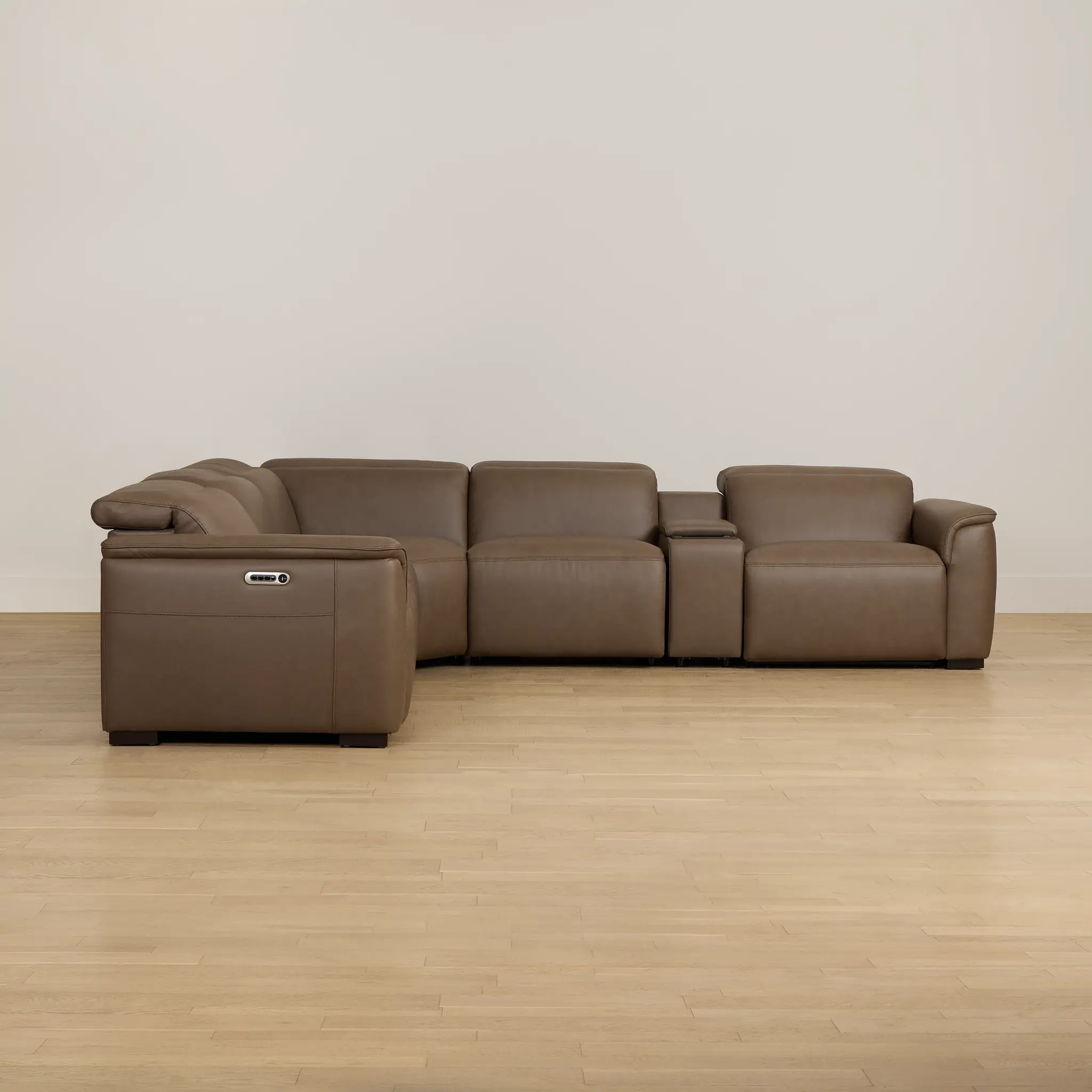 Flexsteel Brodie Dark Brown Lthr/vinyl Medium Dual Power 2-arm Reclining Sectional Flexsteel Brodie Dark Brown Lthr/vinyl Medium Dual Power 2-arm Reclining Sectional