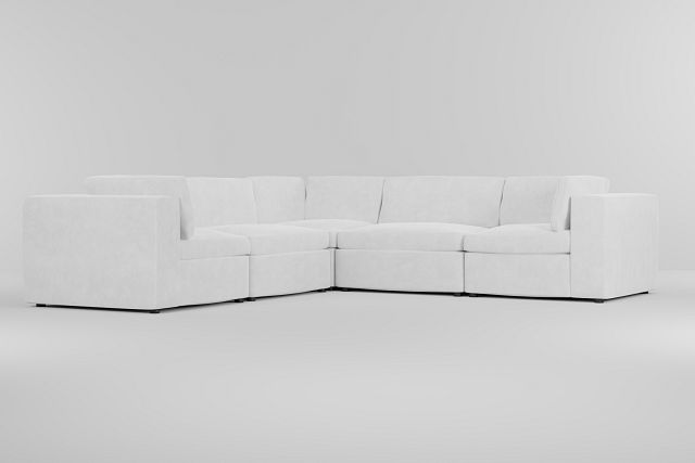 Destin Peyton White Fabric 5-piece Modular Sectional