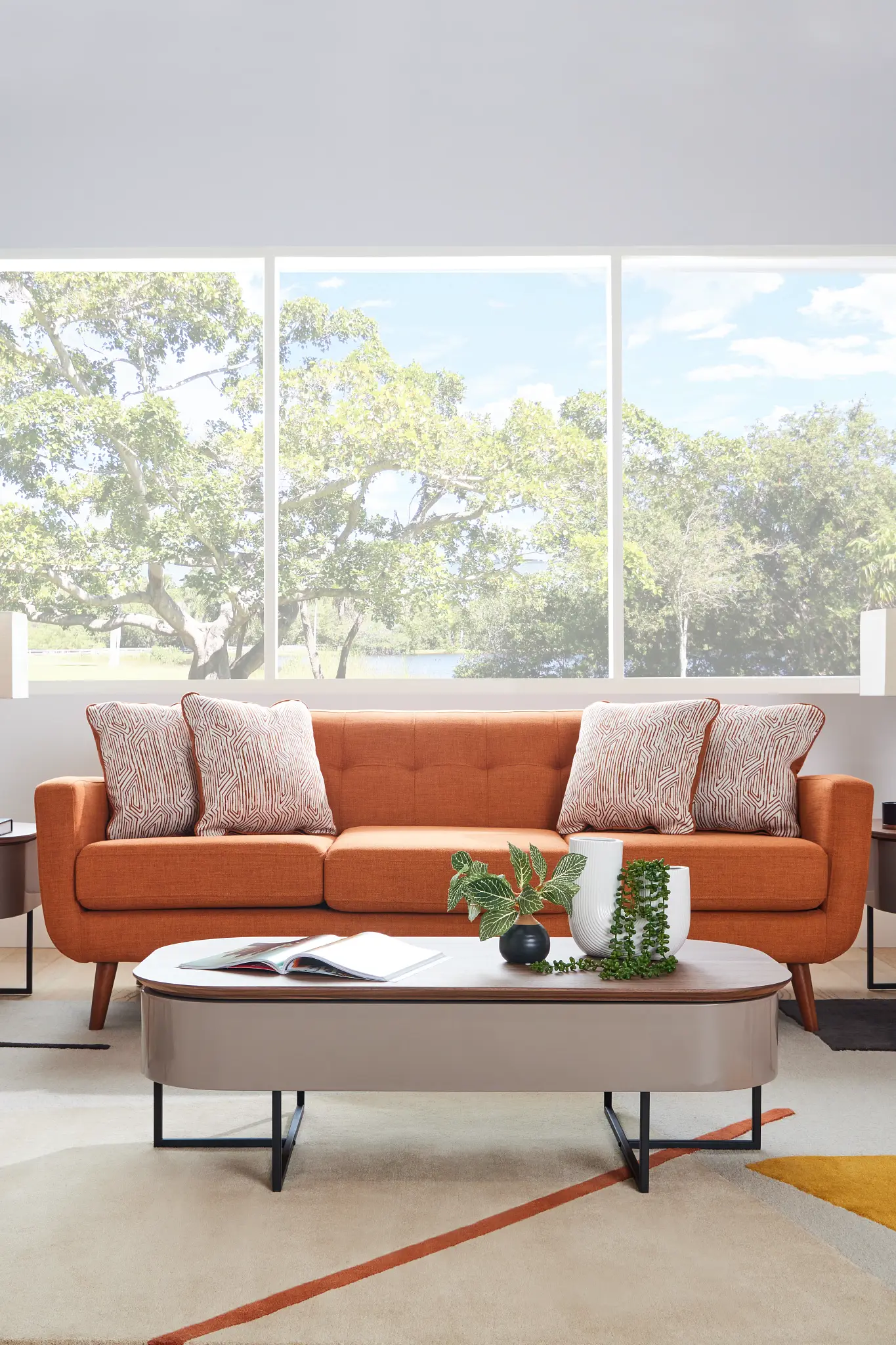 Raya Orange Fabric Sofa Raya Orange Fabric Sofa