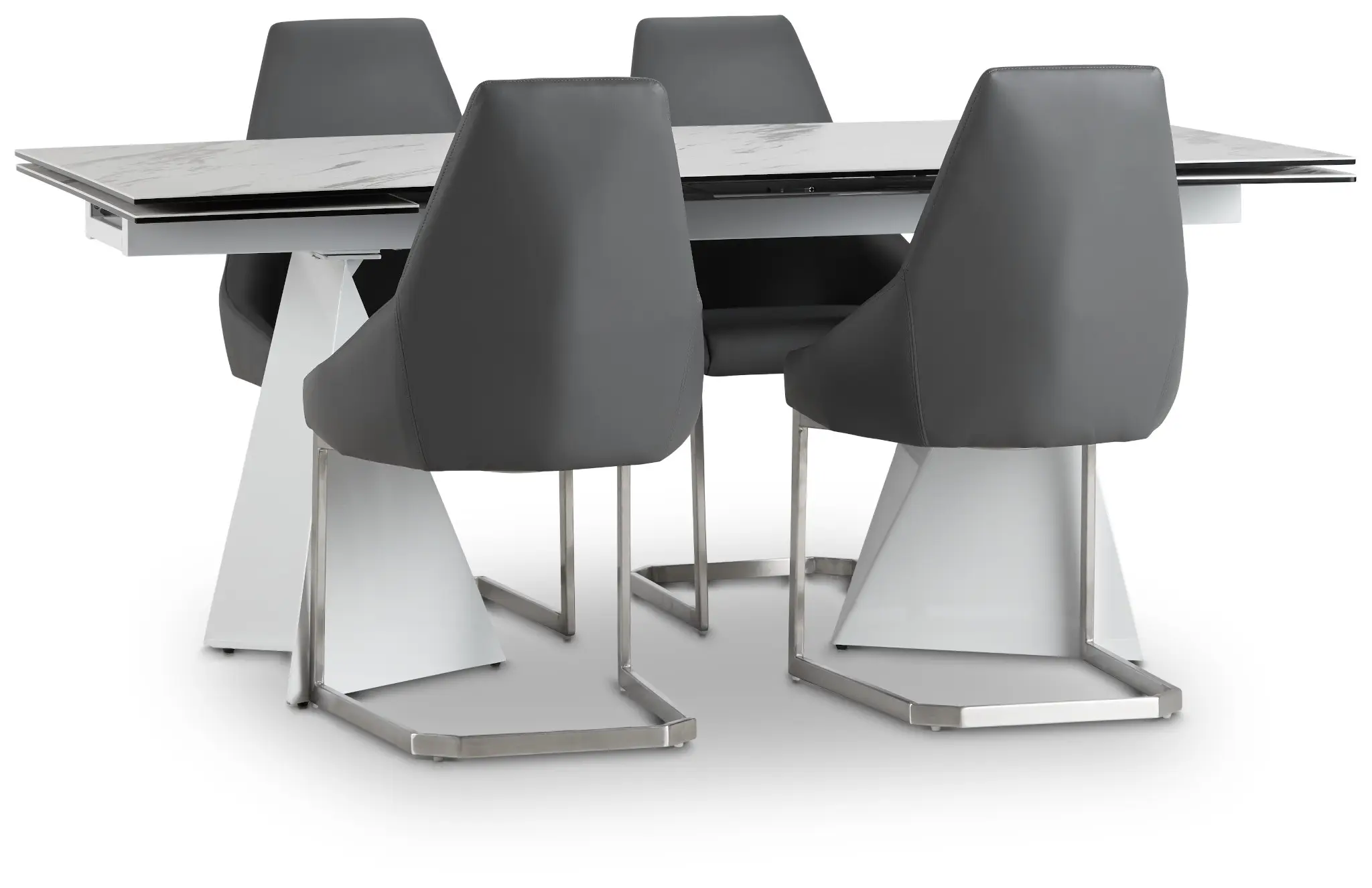 Monaco Gray Ceramic Table & 4 Upholstered Chairs Monaco Gray Ceramic Table & 4 Upholstered Chairs