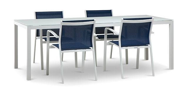 Lisbon Navy 86" Rectangular Table & 4 Sling Chairs