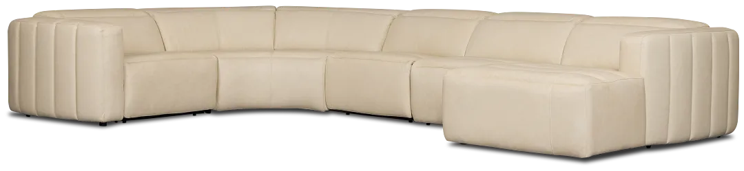 Jace Ivory Lthr/vinyl Small Right Chaise Power Reclining Sectional