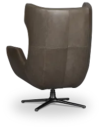 Penn Dark Gray Leather Swivel Accent Chair