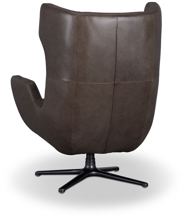 Penn Dark Gray Leather Swivel Accent Chair