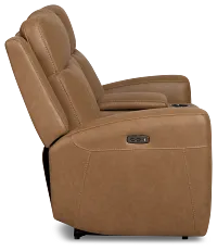 Colton Brown Micro Power Reclining Console Loveseat W/ Power Headrest