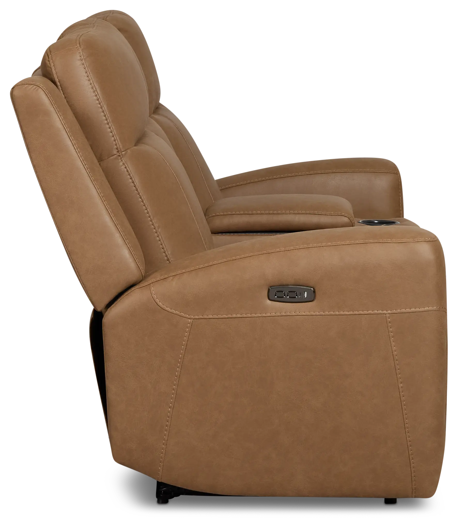 Colton Brown Micro Power Reclining Console Loveseat W/ Power Headrest Colton Brown Micro Power Reclining Console Loveseat W/ Power Headrest