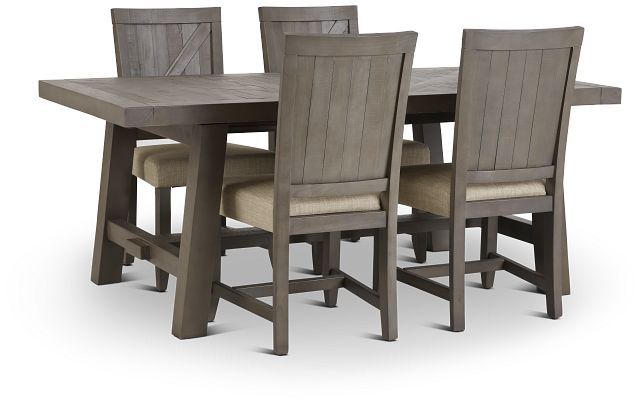 Taryn Gray Rect Table & 4 Wood Chairs (5)