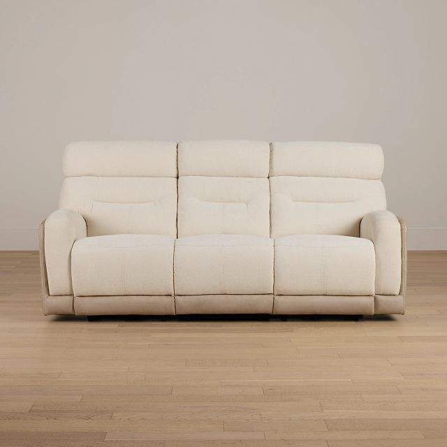 Travis Light Beige Fabric Power Reclining Sofa