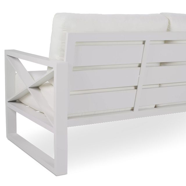 Linear White Aluminum Loveseat