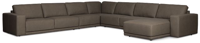 Kellan Dark Gray Leather Large Right Chaise Sectional