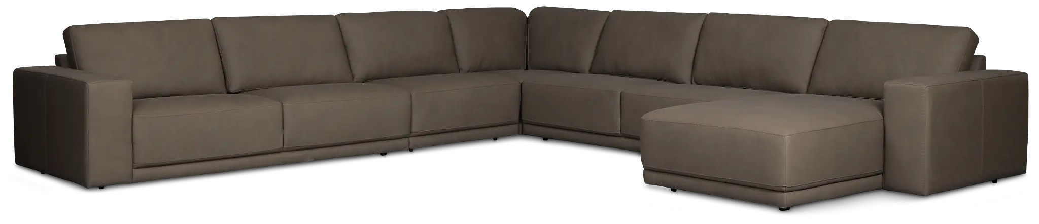 Kellan Dark Gray Leather Large Right Chaise Sectional Kellan Dark Gray Leather Large Right Chaise Sectional