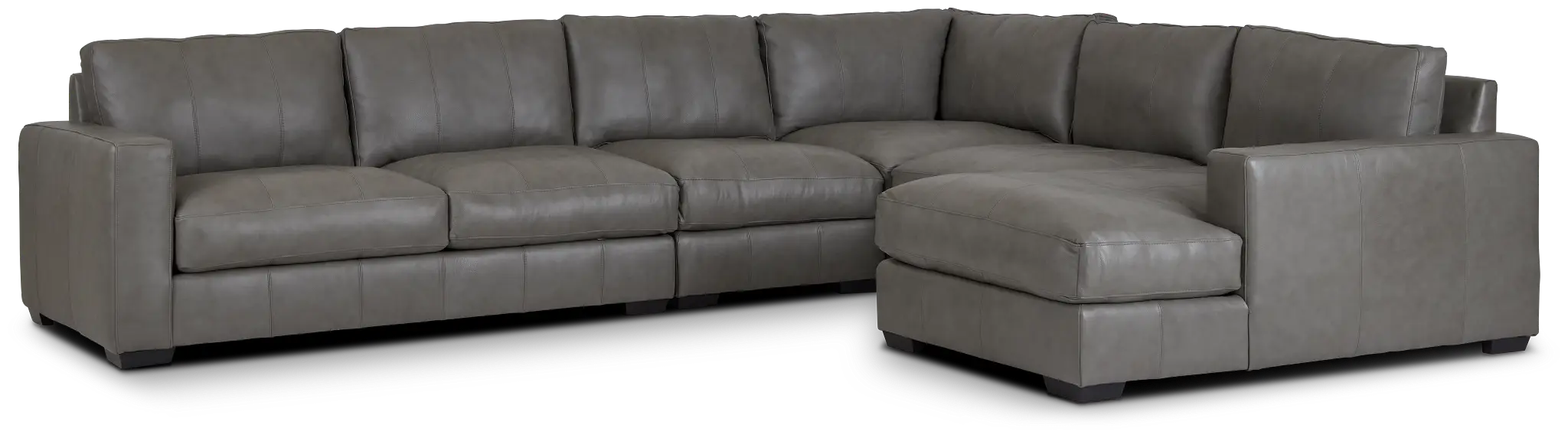Dawkins Gray Leather Large Right Chaise Sectional Dawkins Gray Leather Large Right Chaise Sectional