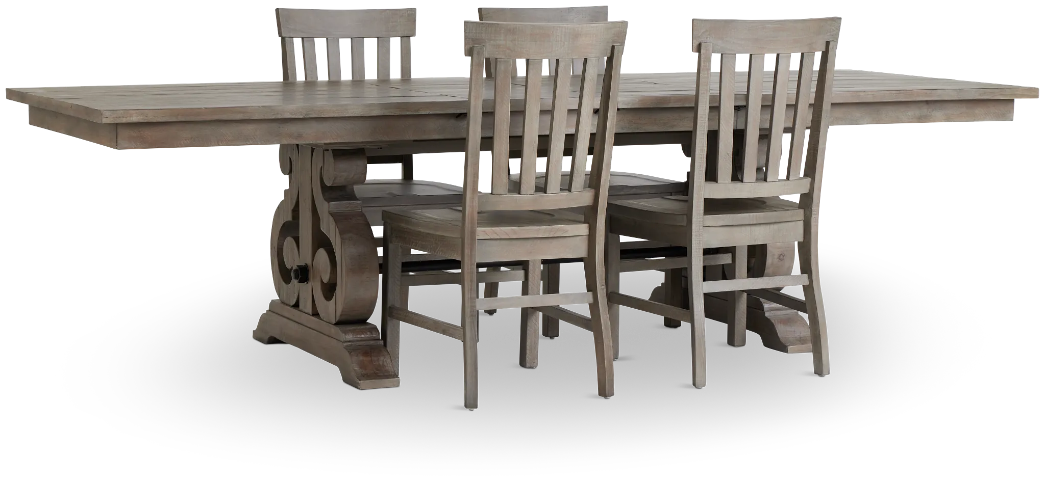 Sonoma Light Tone Trestle Table & 4 Wood Chairs
