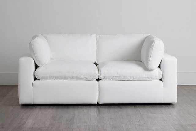 Grant White Fabric 2-piece Modular Sofa