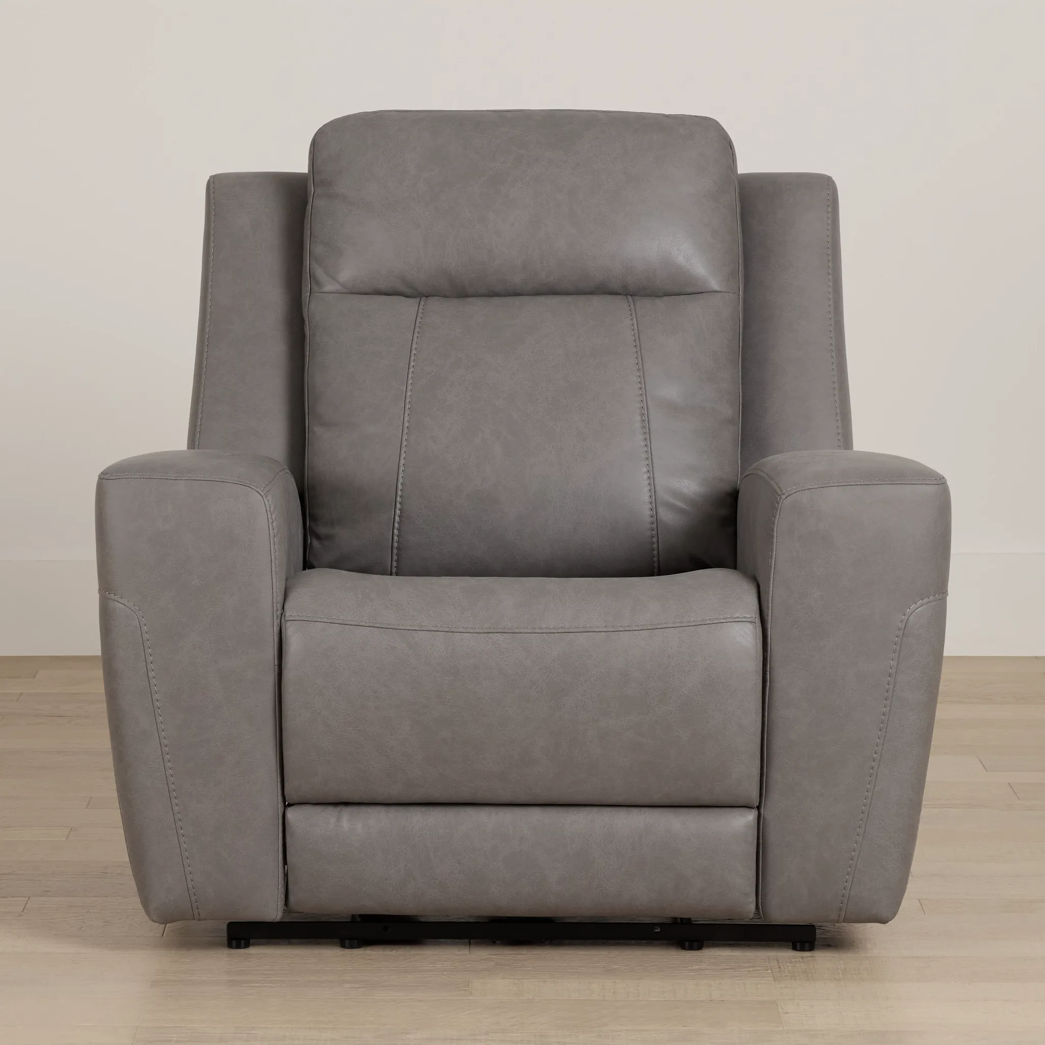 Colton Light Gray Micro Power Recliner With Power Headrest