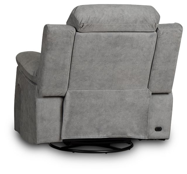 Benson Gray Micro Power Swivel Glider Recliner