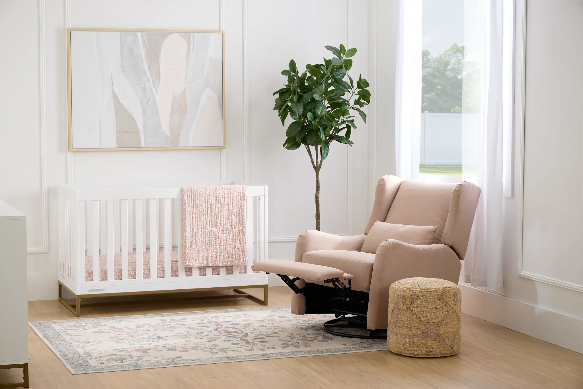 Georgia Light Pink Fabric Swivel Glider Recliner