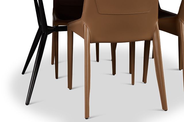 Margo Two-tone Rect Table With 4 Brown Upholstered Side Chairs