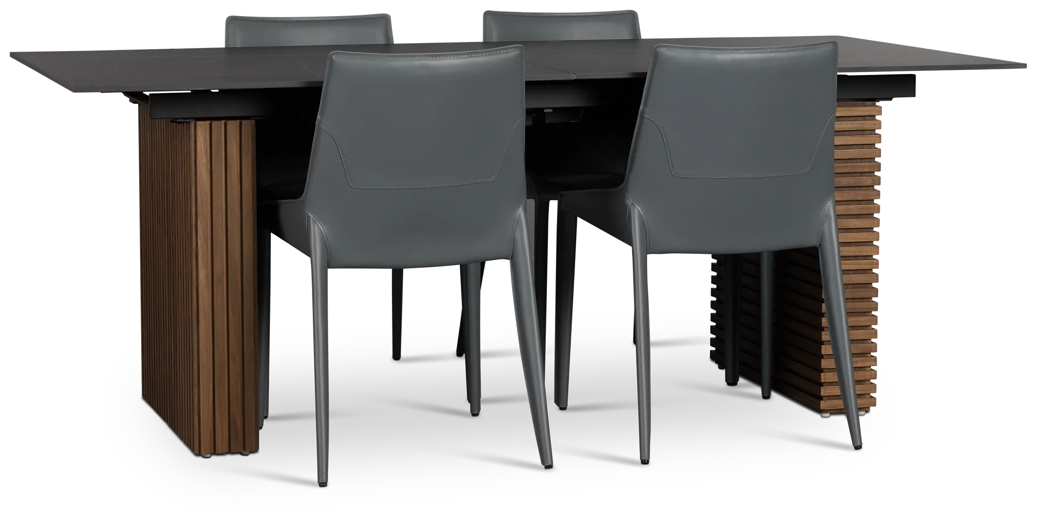 Wayne Two-tone Rect Table With 4 Gray Upholstered Side Chairs