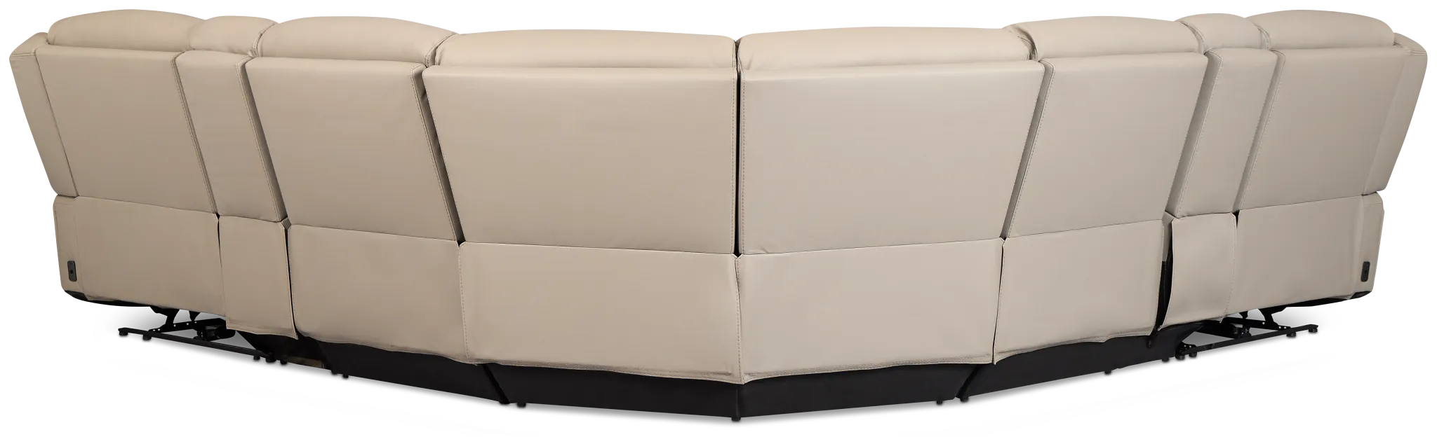 Wilder Taupe Leather Large Dual Power Sectional W/refrigerated Console