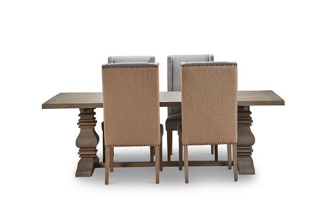 Hadlow Gray 95" Rectangular Table & 4 Upholstered Chairs