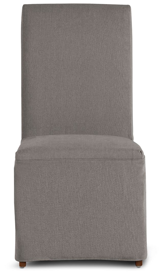 Harbor Dark Gray Long Slipcover Chair With Medium-tone Leg