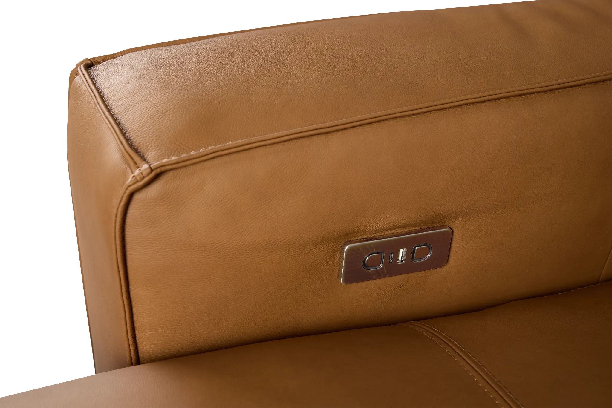 Rudy Brown Lthr/vinyl Small Left Chaise Power Extension Sectional