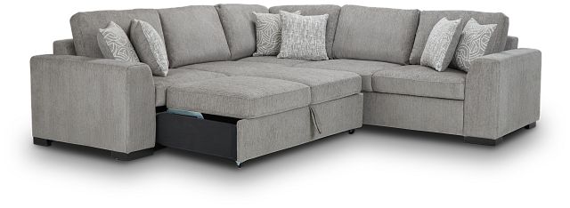 Blakely Gray Fabric Medium 2-arm Left Facing Sleeper Sectional