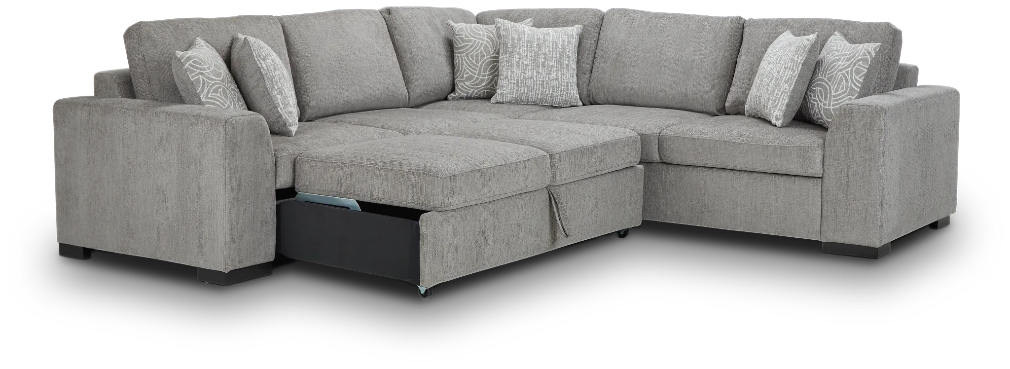 Blakely Gray Fabric Medium 2-arm Left Facing Sleeper Sectional
