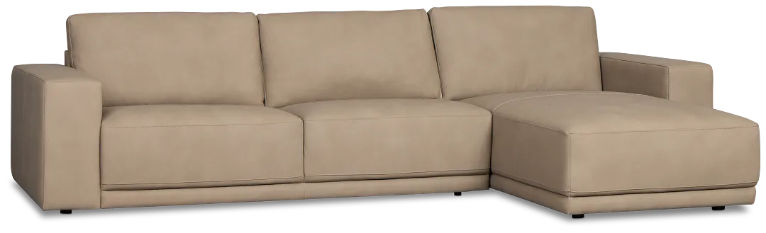Kellan Taupe Leather Right Chaise Sectional