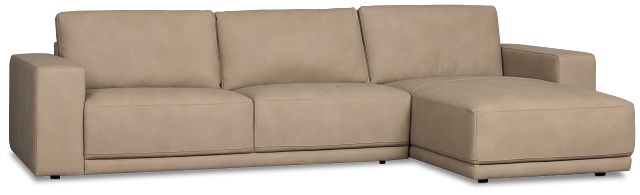 Kellan Taupe Leather Right Chaise Sectional
