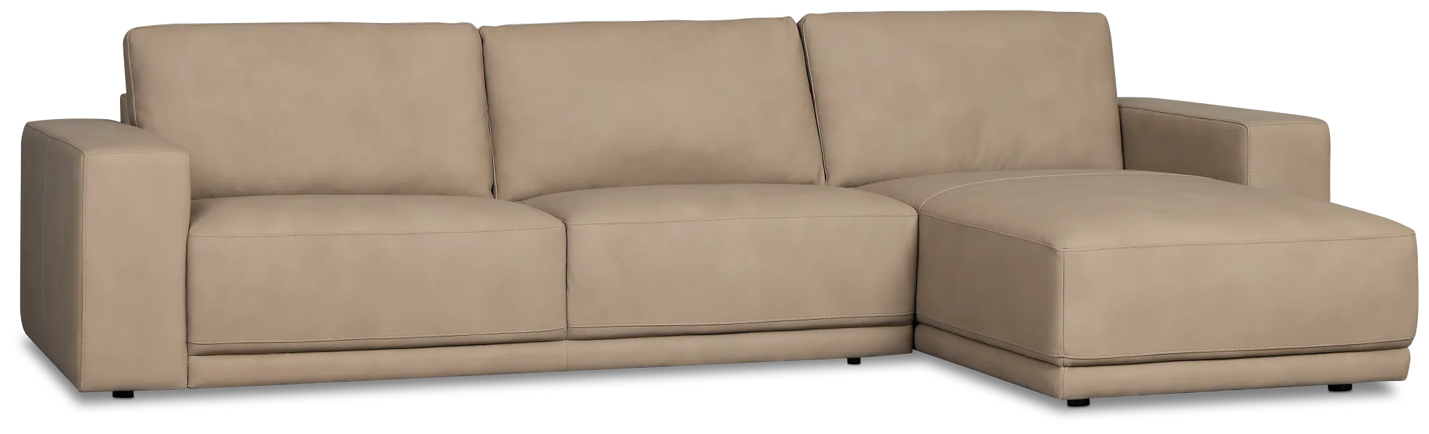 Kellan Taupe Leather Right Chaise Sectional