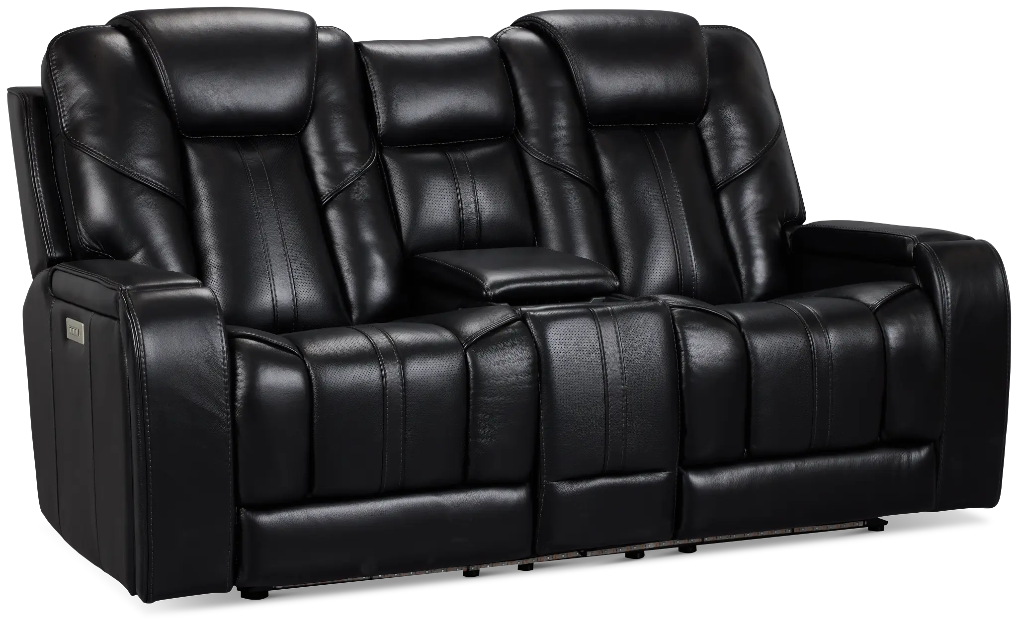 Eclipse Black Lthr/vinyl Power Reclining Console Loveseat W/ Massage Eclipse Black Lthr/vinyl Power Reclining Console Loveseat W/ Massage