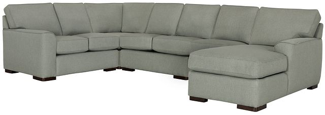 Austin Green Fabric Large Right Chaise Sectional