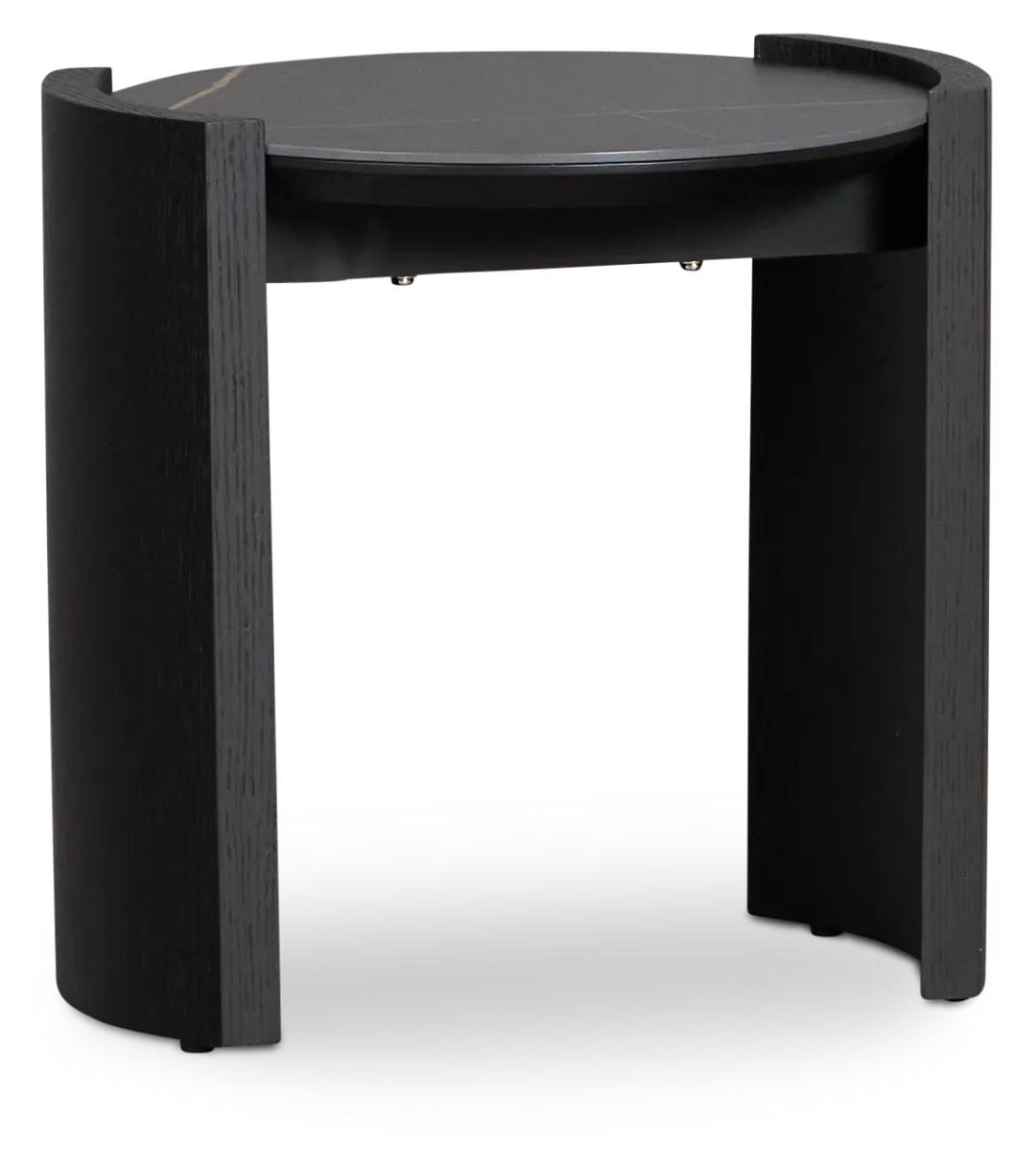 Nomad Black Ceramic Round End Table