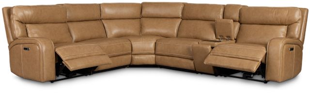 Jasper Light Brown Leather Medium Dual Power 2-arm Reclining Sectional