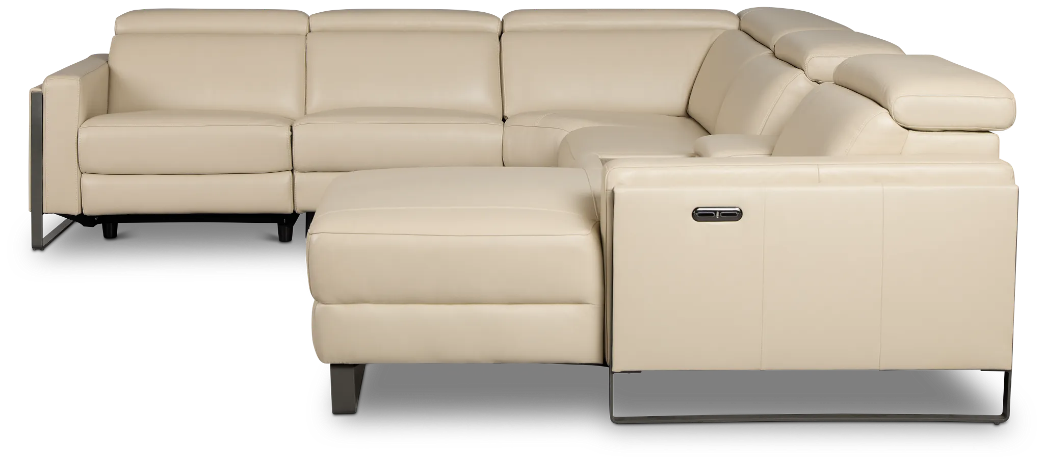 Atlas Taupe Lthr/vinyl Medium Dual Power Right Chaise Sectional