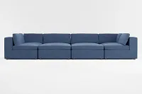 Destin Revenue Dark Blue Fabric 8-piece Pit Sectional