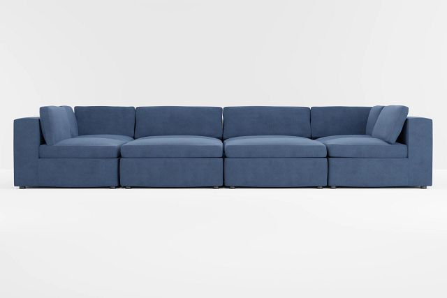 Destin Revenue Dark Blue Fabric 8-piece Pit Sectional
