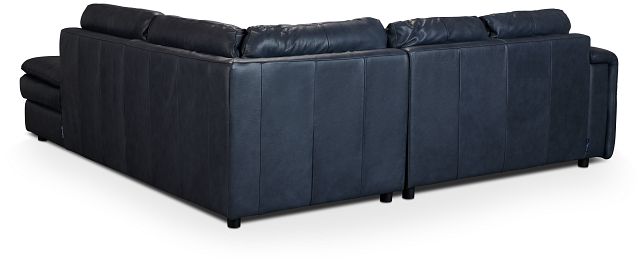 Rowan Navy Leather Small Right Bumper Sectional
