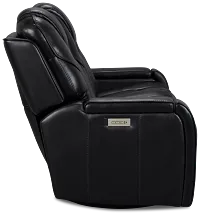 Eclipse Black Lthr/vinyl Power Reclining Sofa W/ Massage