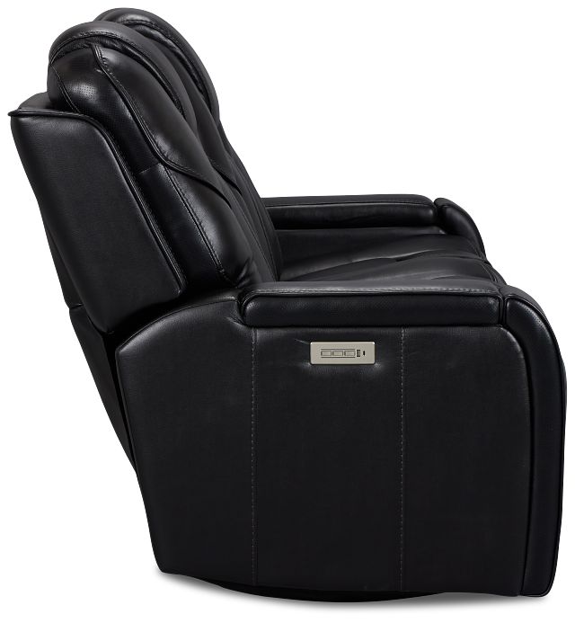 Eclipse Black Lthr/vinyl Power Reclining Sofa W/ Massage