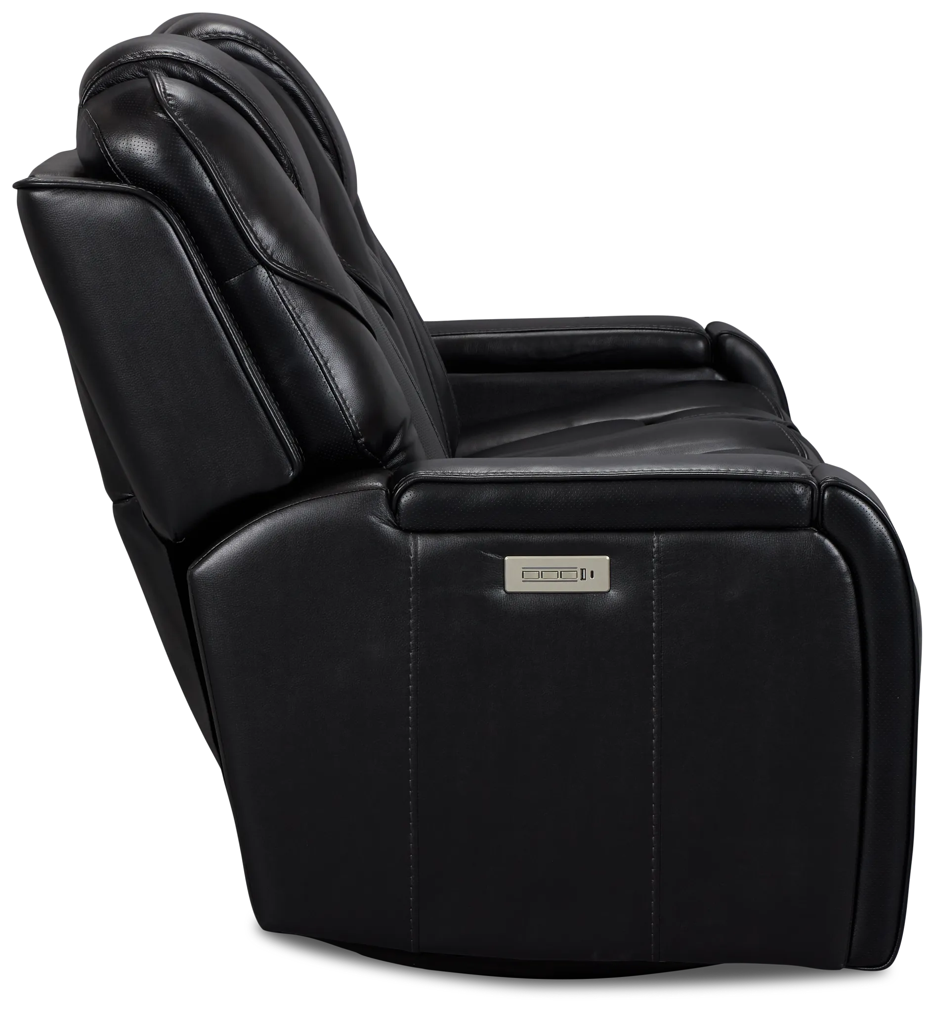 Eclipse Black Lthr/vinyl Power Reclining Sofa W/ Massage