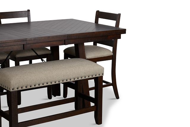 Jax Dark Tone High Table, 4 Barstools & High Bench