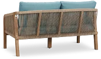 Laguna Light Tone Loveseat With Teal Cushions