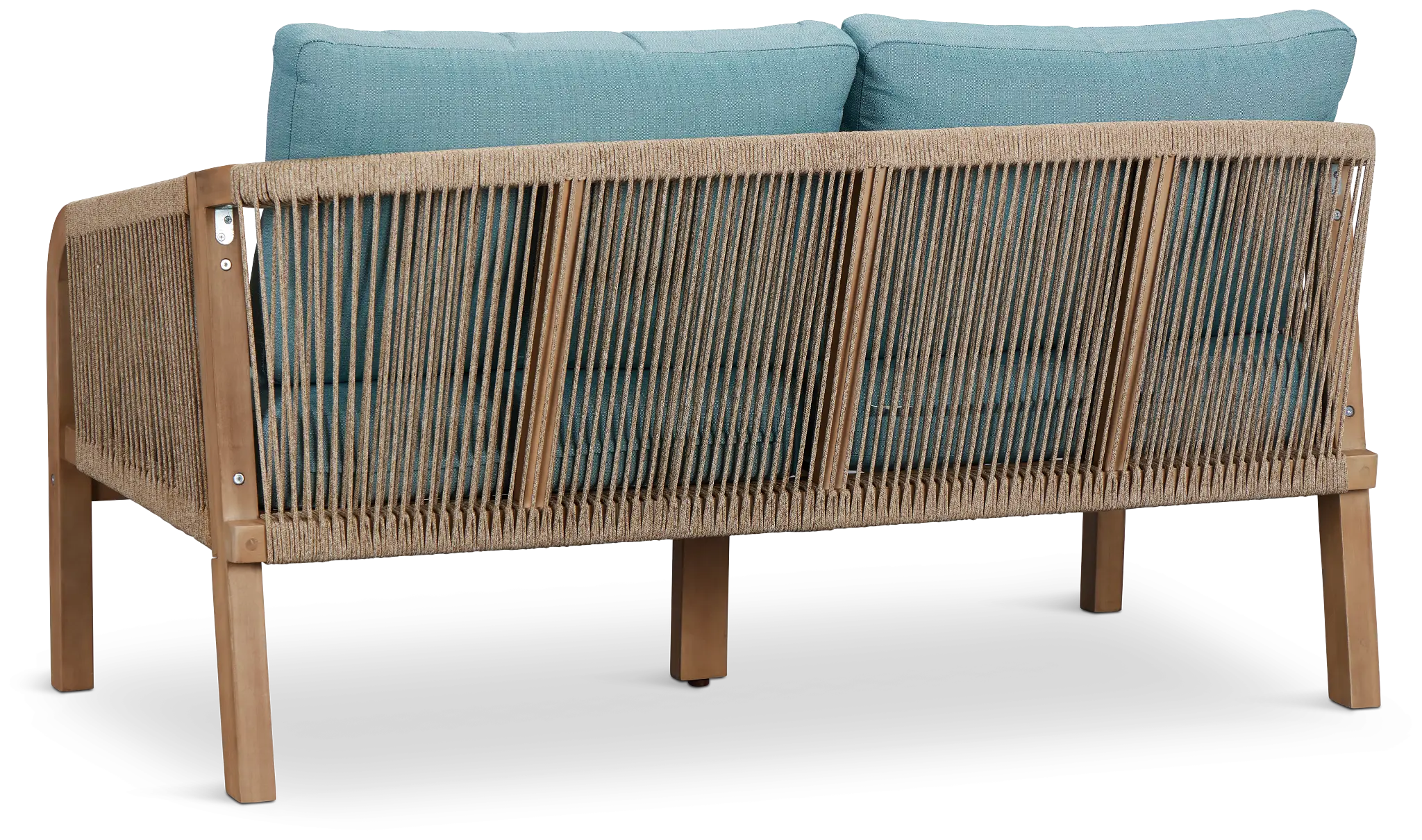 Laguna Light Tone Loveseat With Teal Cushions Laguna Light Tone Loveseat With Teal Cushions