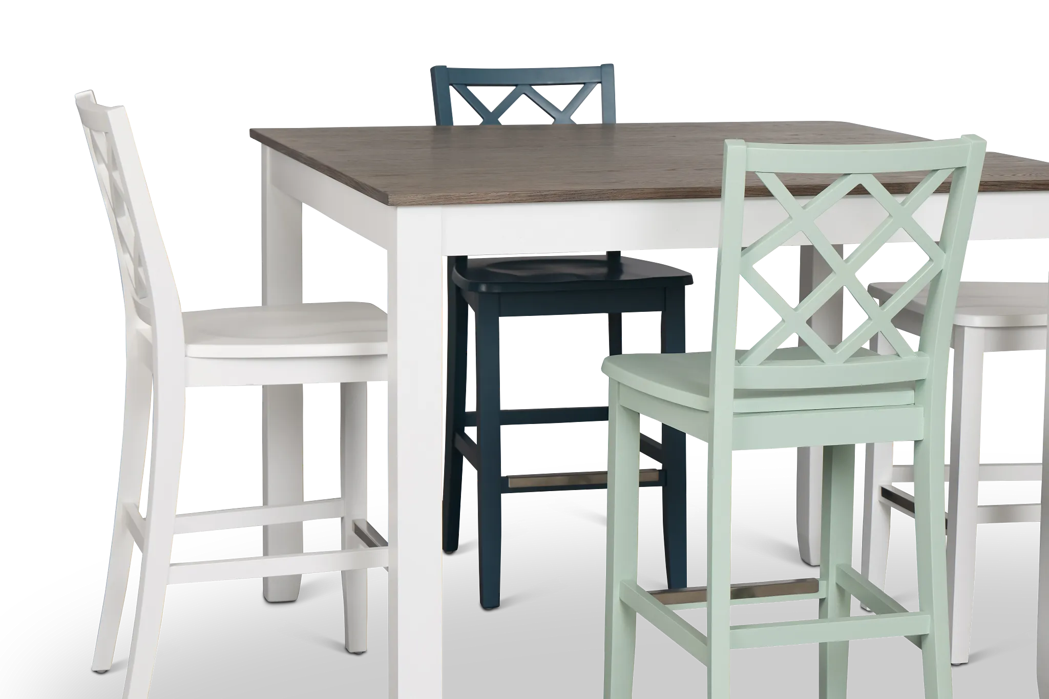 Edgartown Two-tone Square High Table & Mixed Barstools
