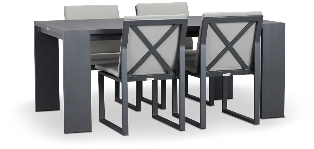 Linear Dark Gray 70" Aluminum Table & 4 Cushioned Side Chairs