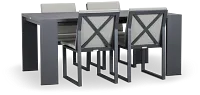Linear Dark Gray 70" Aluminum Table & 4 Cushioned Side Chairs