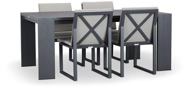 Linear Dark Gray 70" Aluminum Table & 4 Cushioned Side Chairs